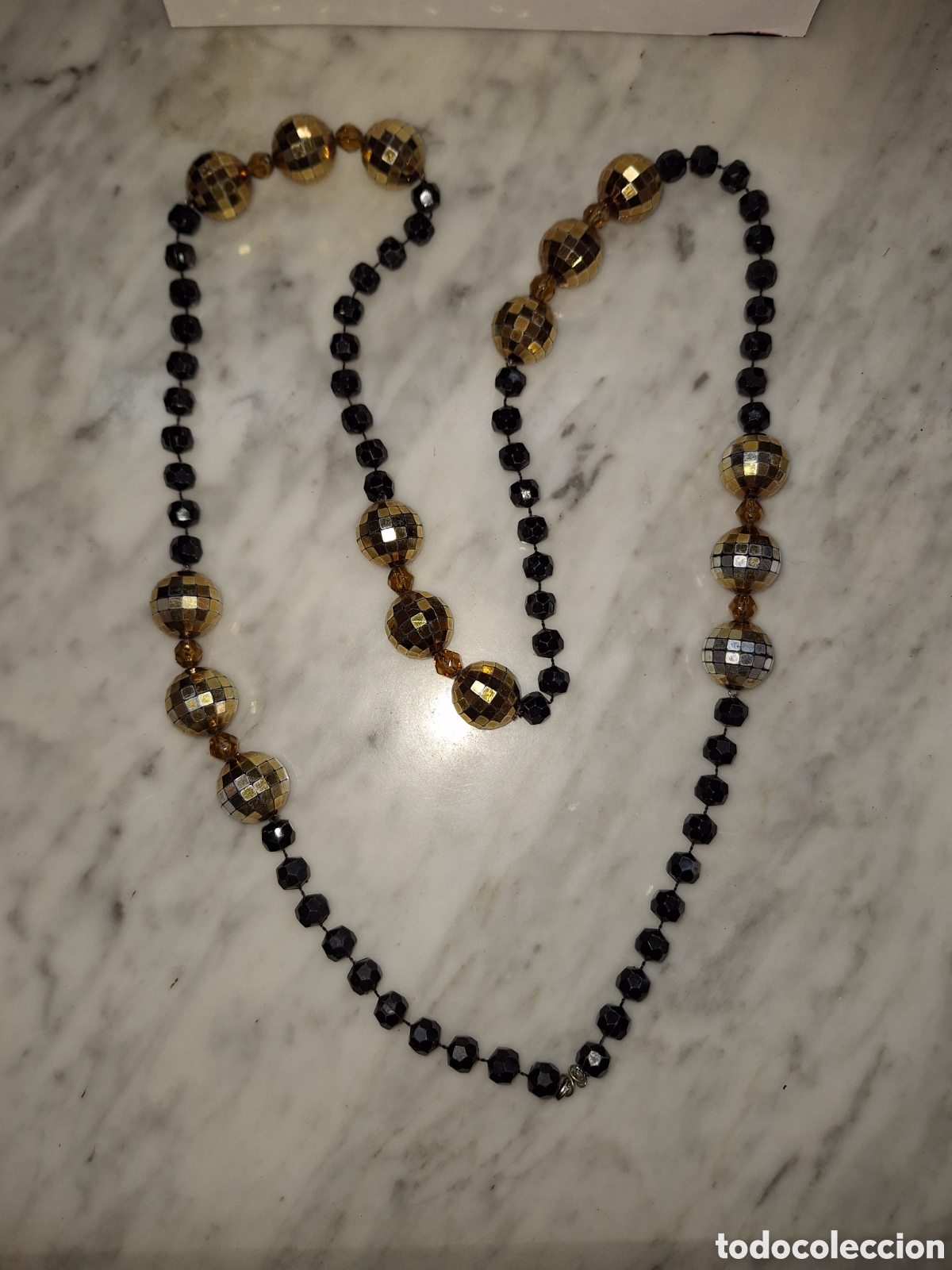 Joyeria: Collar de abalorios dorado y negro - Foto 1
