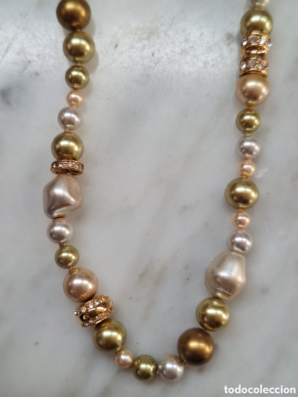 Joyeria: Collar de brillantes dorados y perlitas - Foto 1