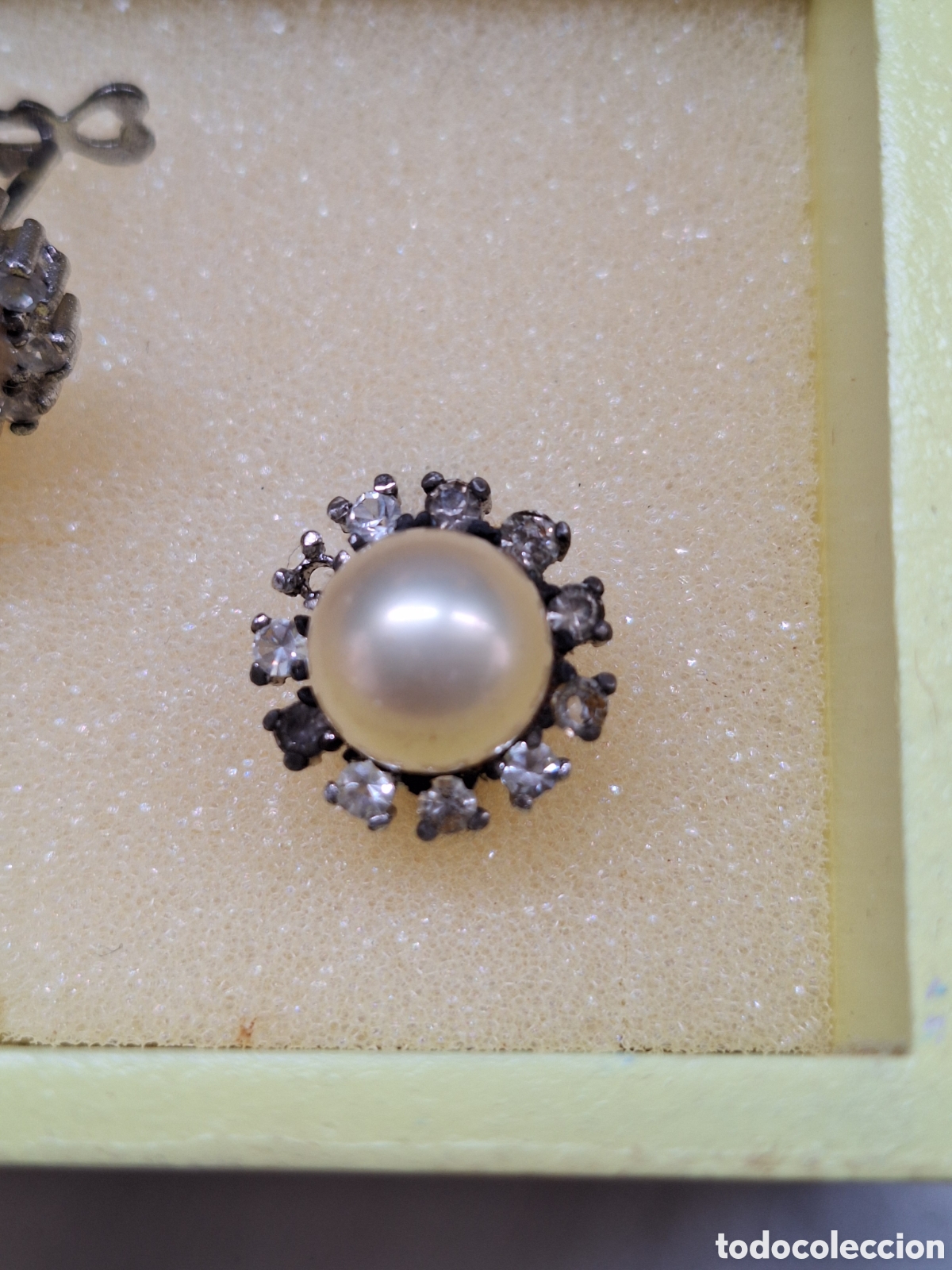 Joyeria: Pendientes de perla y brillantes plateados - Foto 2