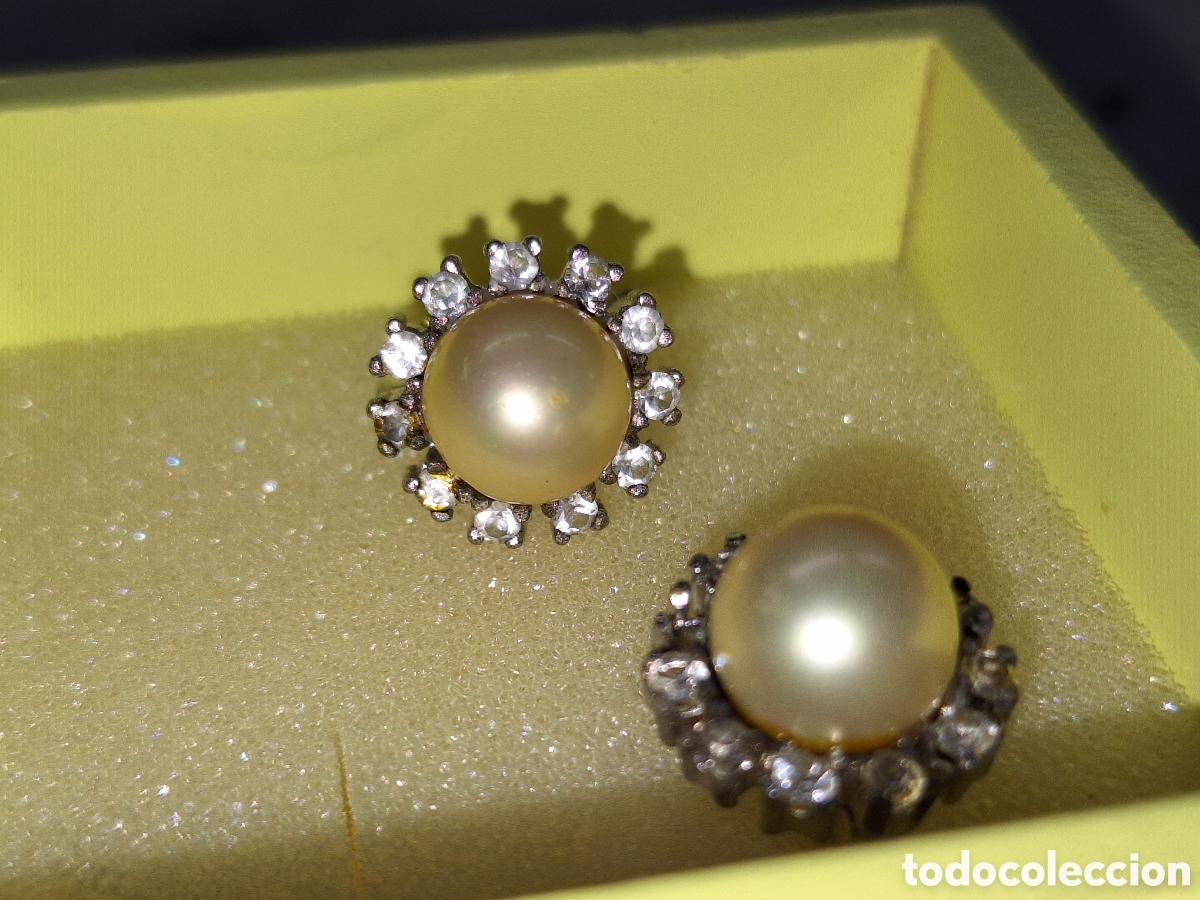 Joyeria: Pendientes de perla y brillantes plateados - Foto 3