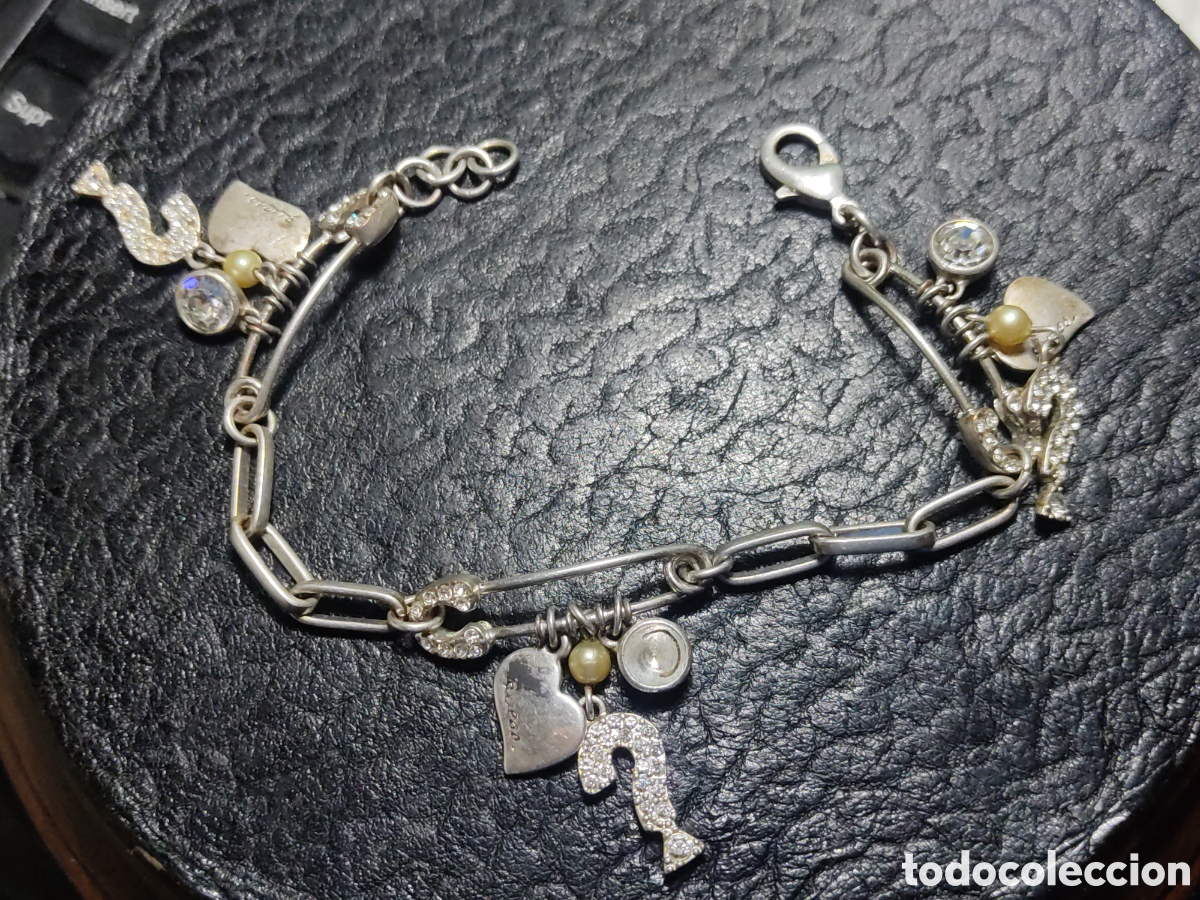 Joyeria: Pulsera plateada con colgantes.Vintage. - Foto 2