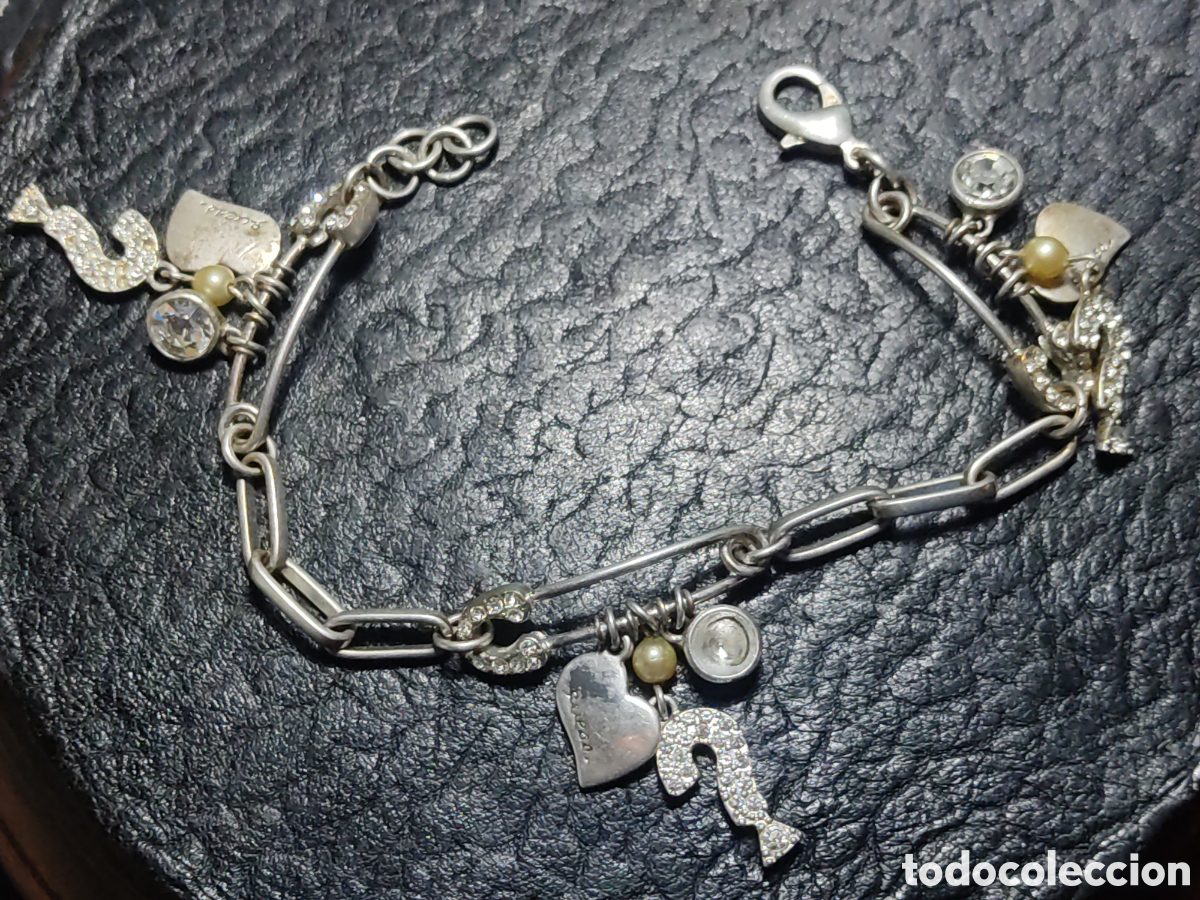 Joyeria: Pulsera plateada con colgantes.Vintage. - Foto 3