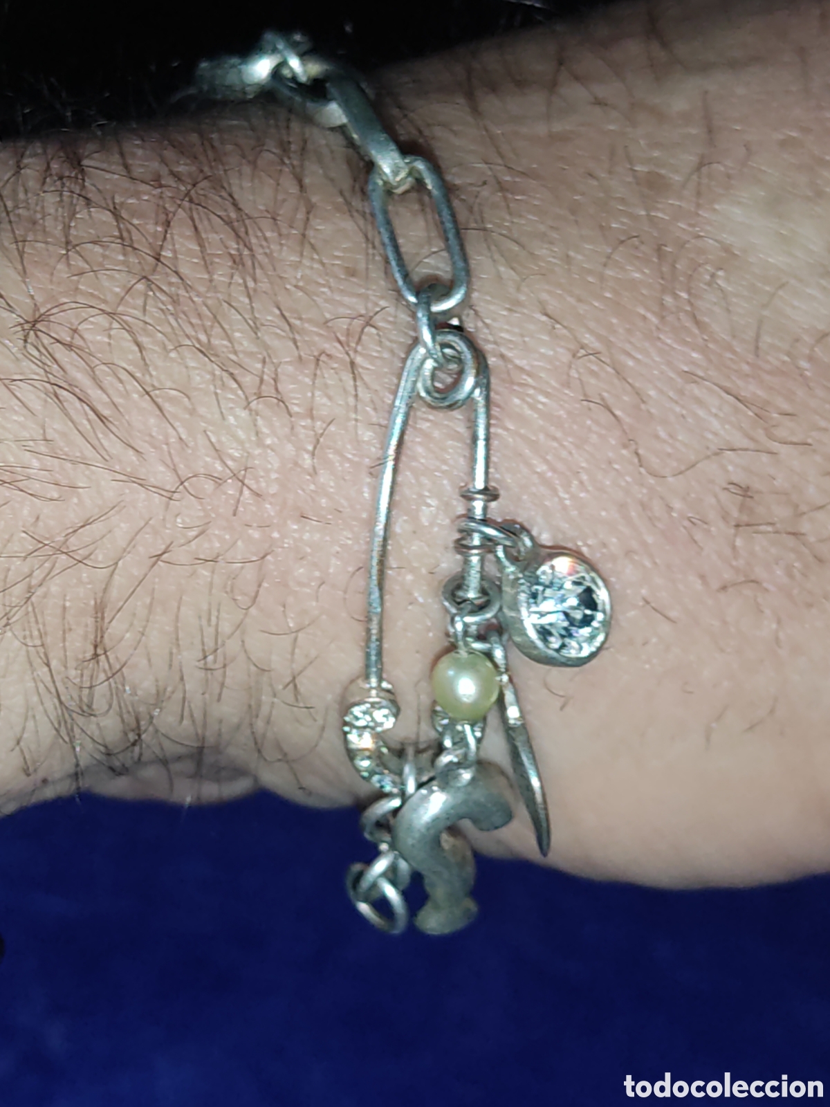 Joyeria: Pulsera plateada con colgantes.Vintage. - Foto 4