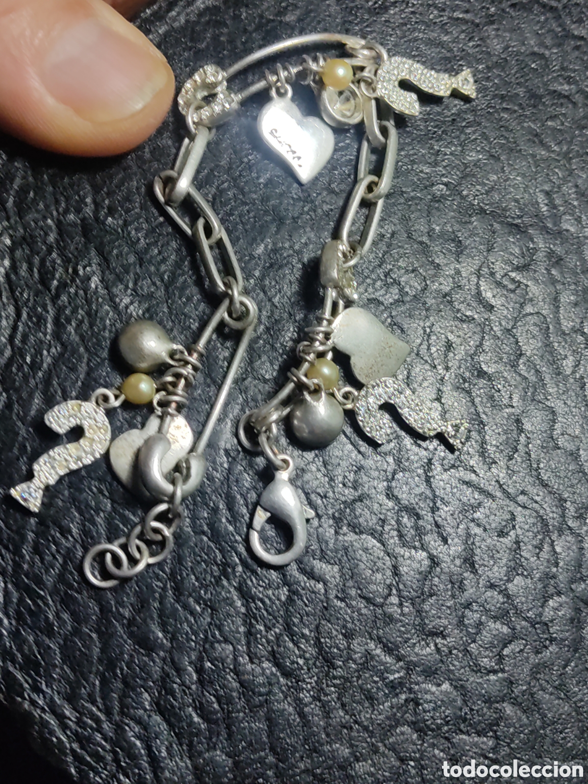 Joyeria: Pulsera plateada con colgantes.Vintage. - Foto 6