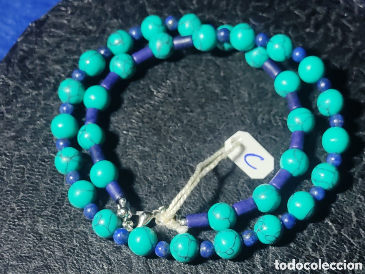 Joyeria: Collar de turquesa verde y lapisl&aacute;zuli. *C* - Foto 3