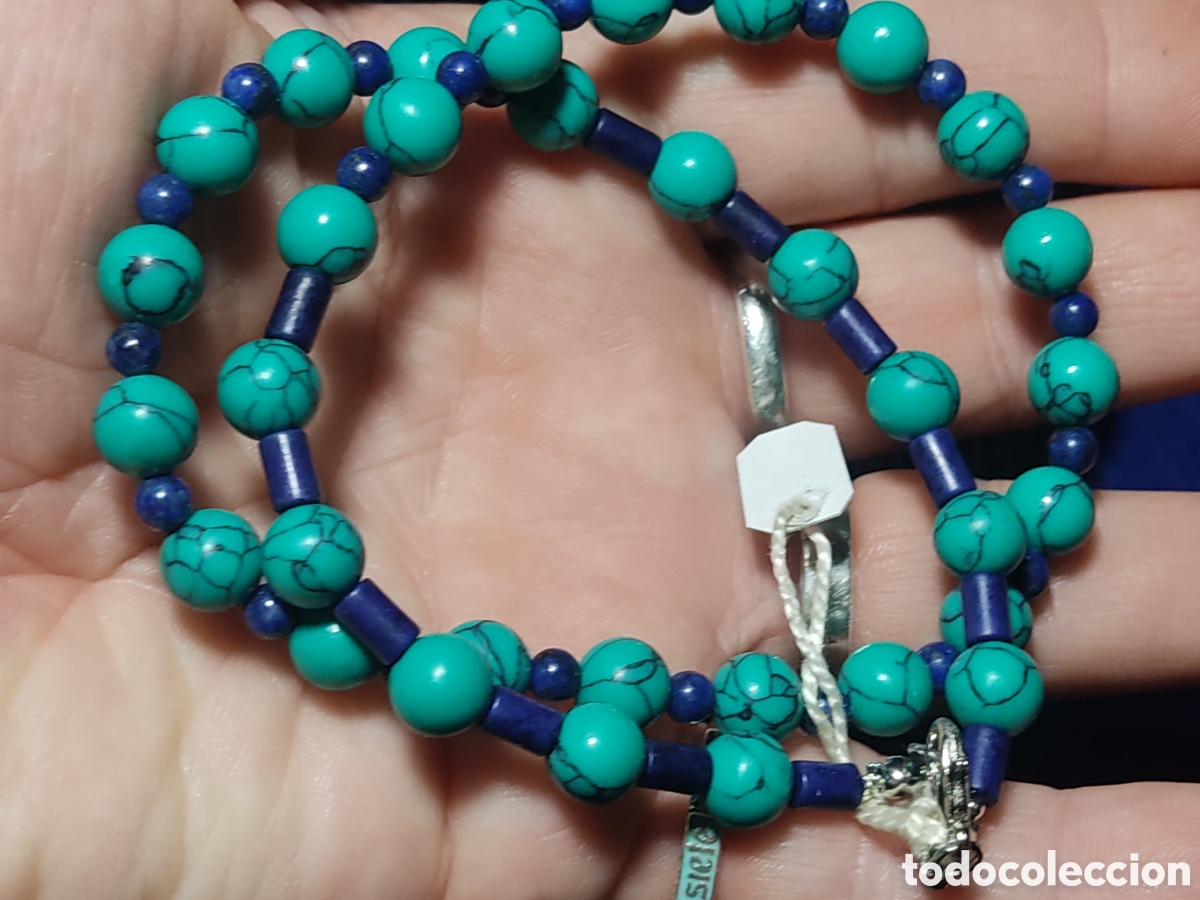 Joyeria: Collar de turquesa verde y lapisl&aacute;zuli. *C* - Foto 4