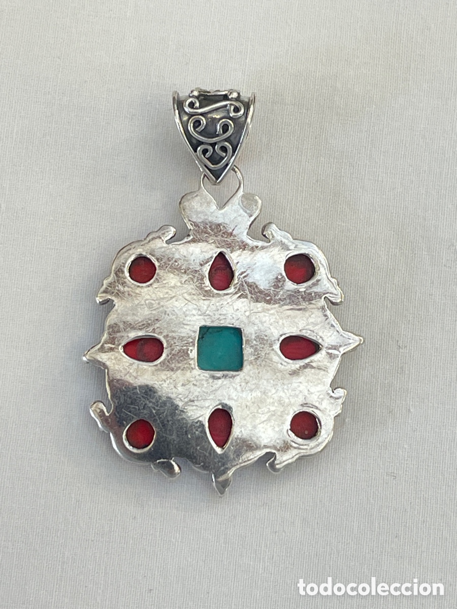 Joyeria: Colgante de plata,coral y turquesa. - Foto 3