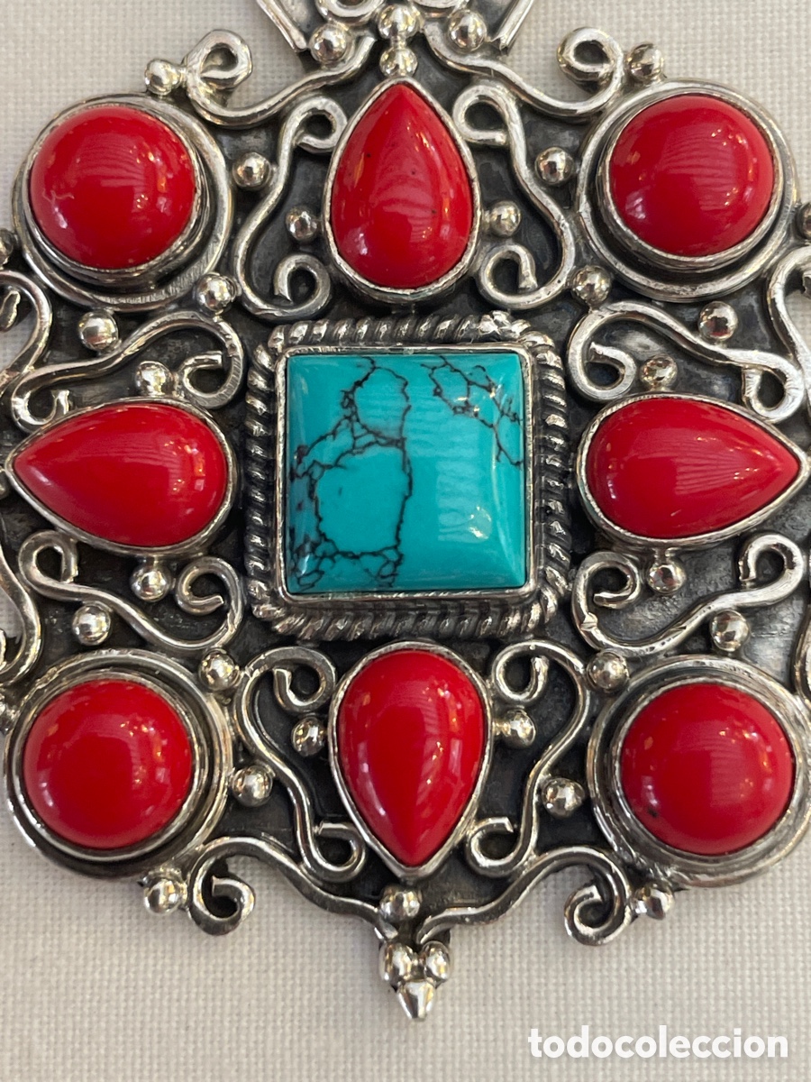 Joyeria: Colgante de plata,coral y turquesa. - Foto 5