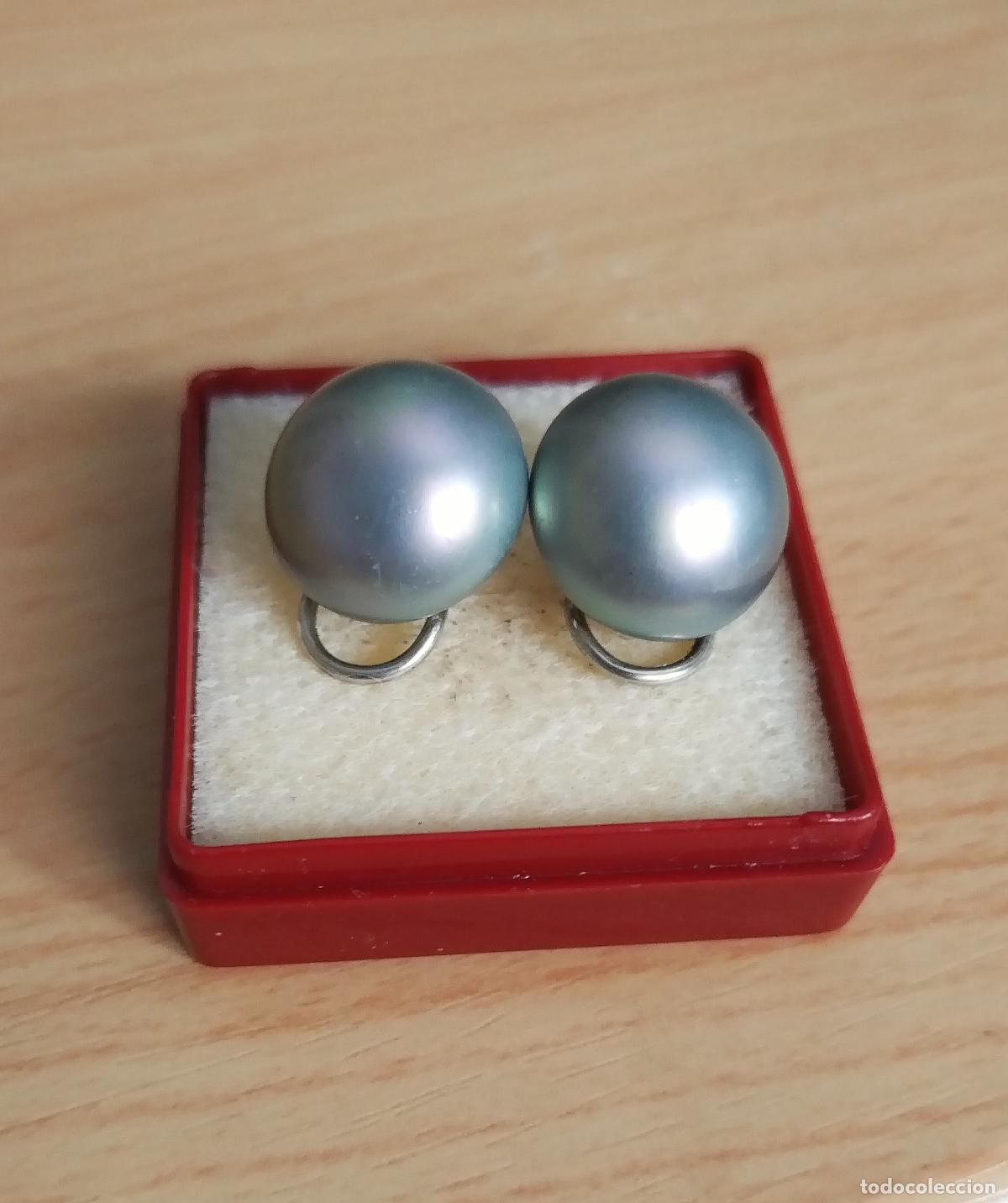 Joyeria: Pendientes de plata con perla gris. Cierre omega. - Foto 1