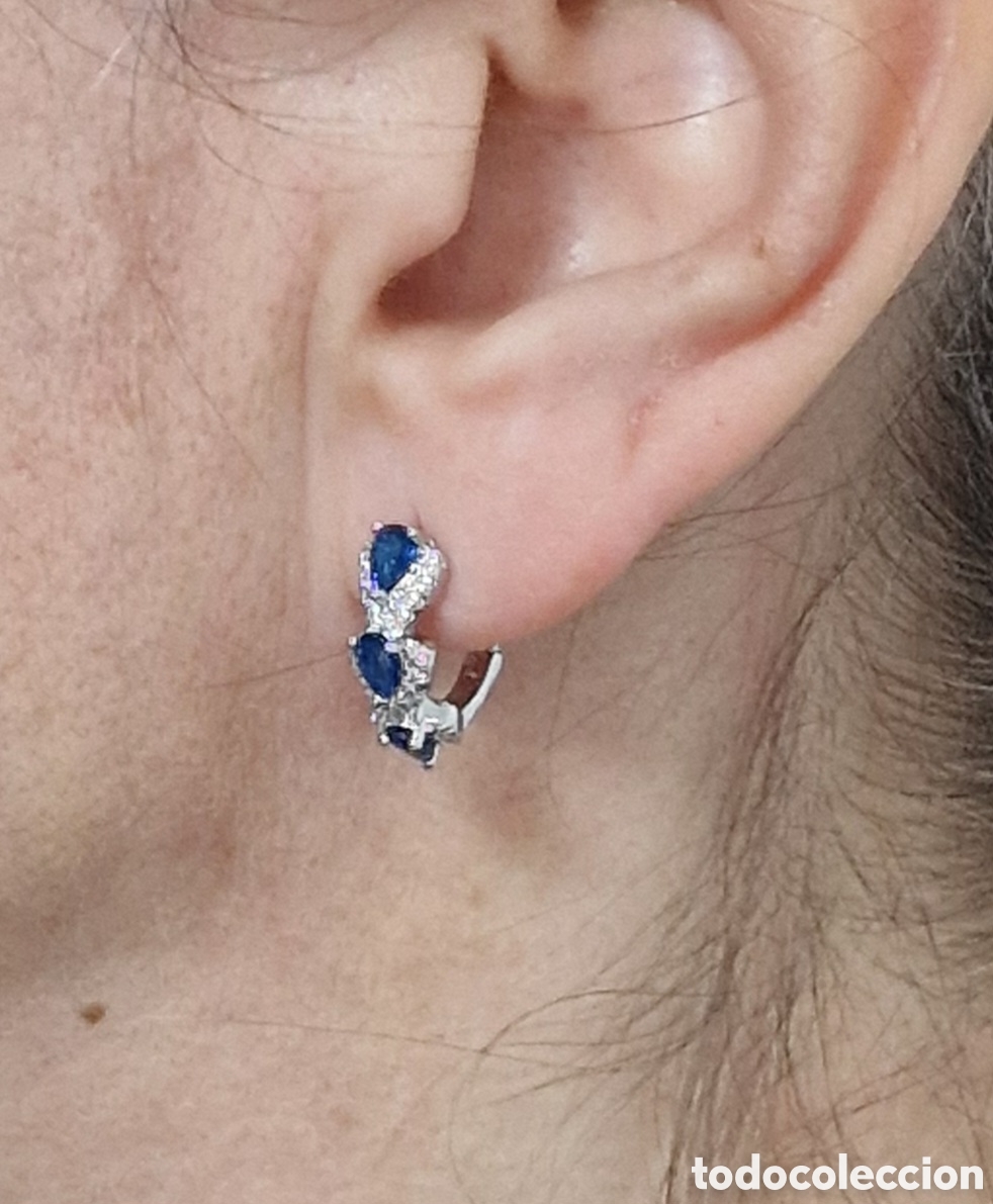 Joyeria: Pendientes de aro plateados con circonitas - Foto 5