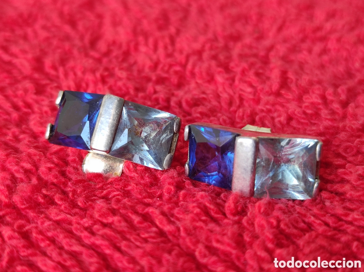 Joyeria: Conjunto anillo y pendientes de plata antiguos - Foto 2