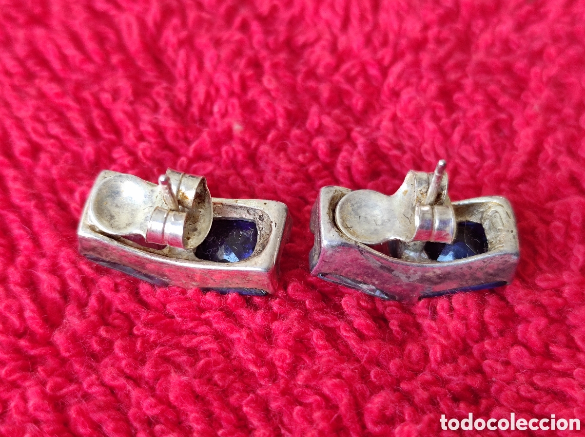 Joyeria: Conjunto anillo y pendientes de plata antiguos - Foto 3