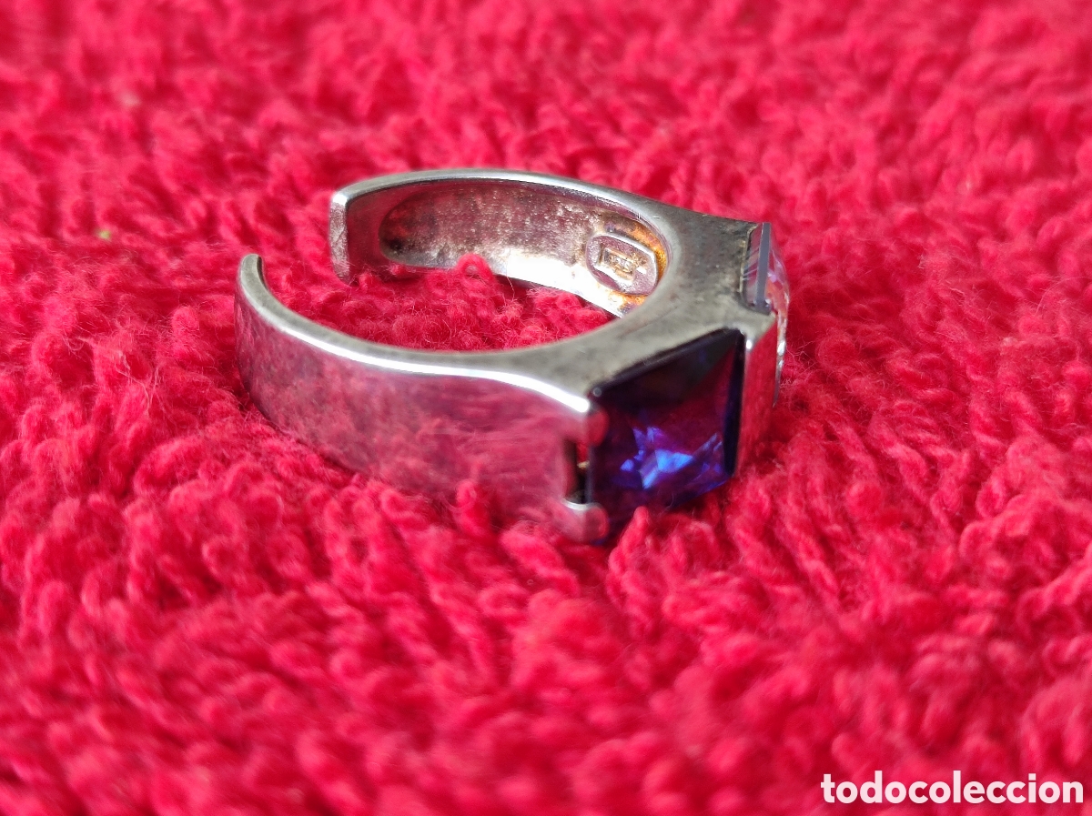 Joyeria: Conjunto anillo y pendientes de plata antiguos - Foto 6