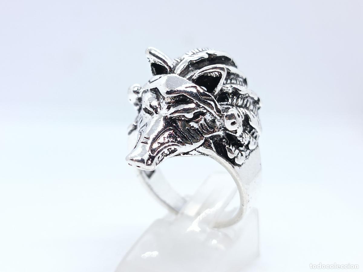 Joyeria: Excelente anillo en forma de dios Anubis con acabados de plata - Foto 5