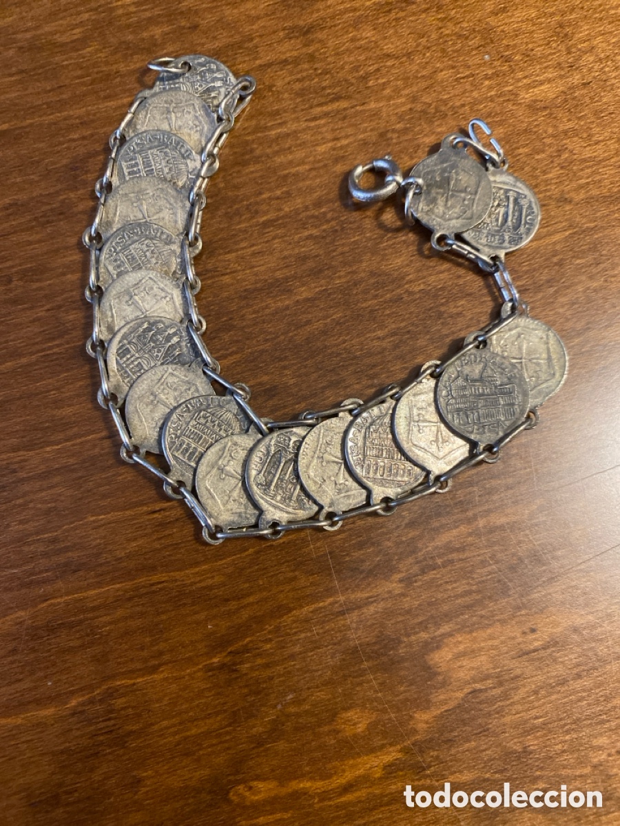 Joyeria: Antigua pulsera con monedas - Foto 1