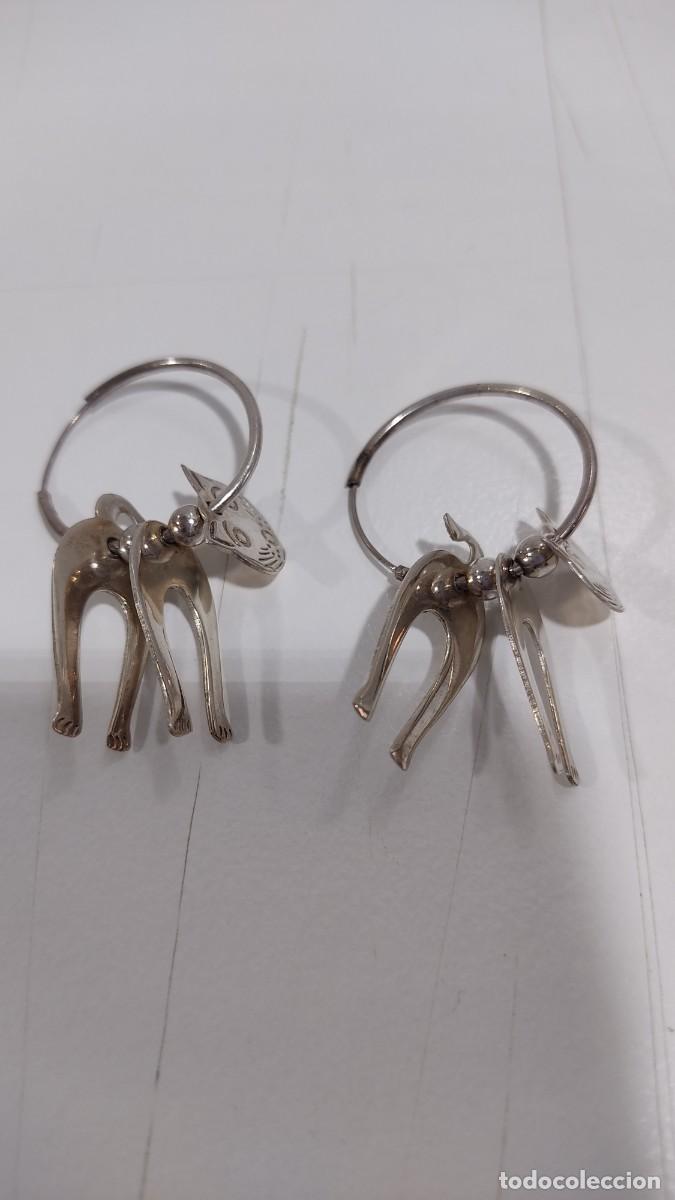 Joyeria: 627 PENDIENTES DE PLATA, CON FORMA DE GATO - Foto 1