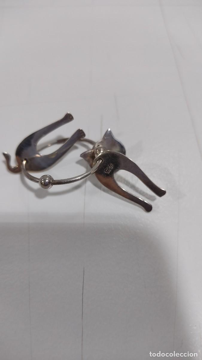 Joyeria: 627 PENDIENTES DE PLATA, CON FORMA DE GATO - Foto 3