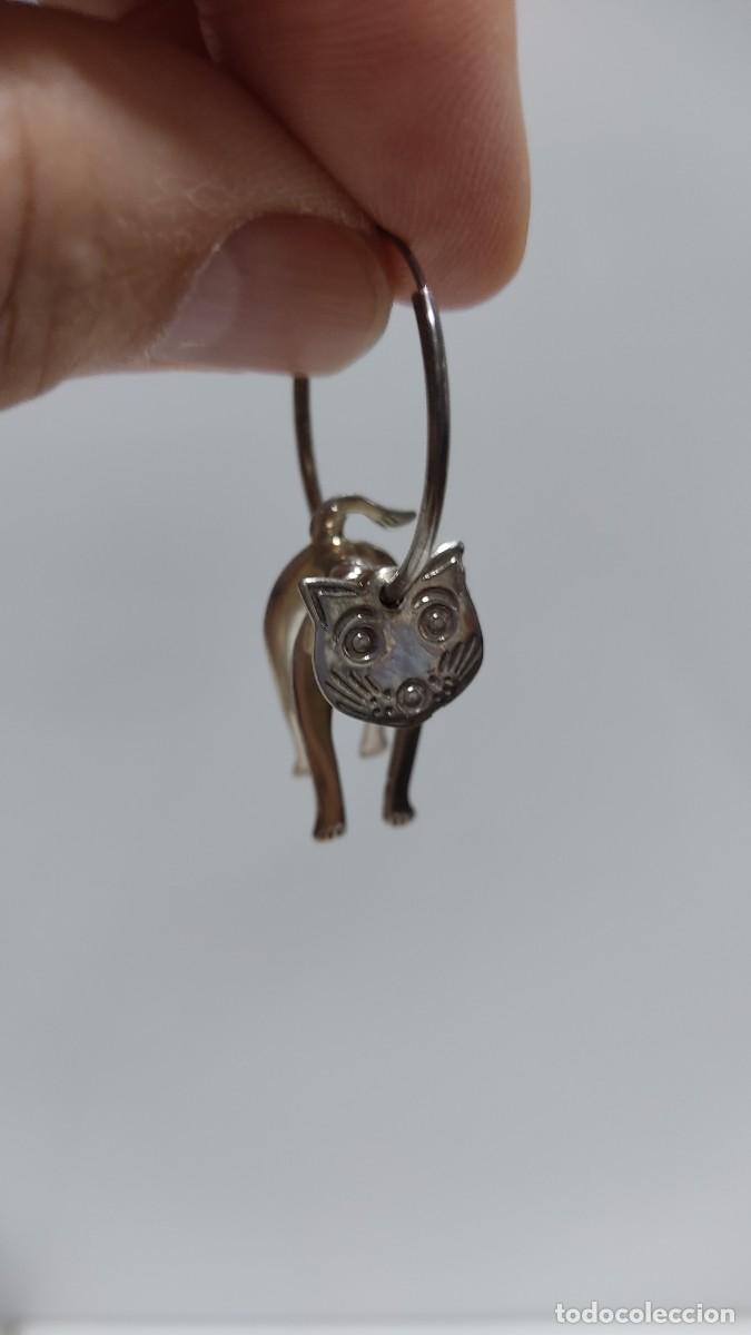 Joyeria: 627 PENDIENTES DE PLATA, CON FORMA DE GATO - Foto 4