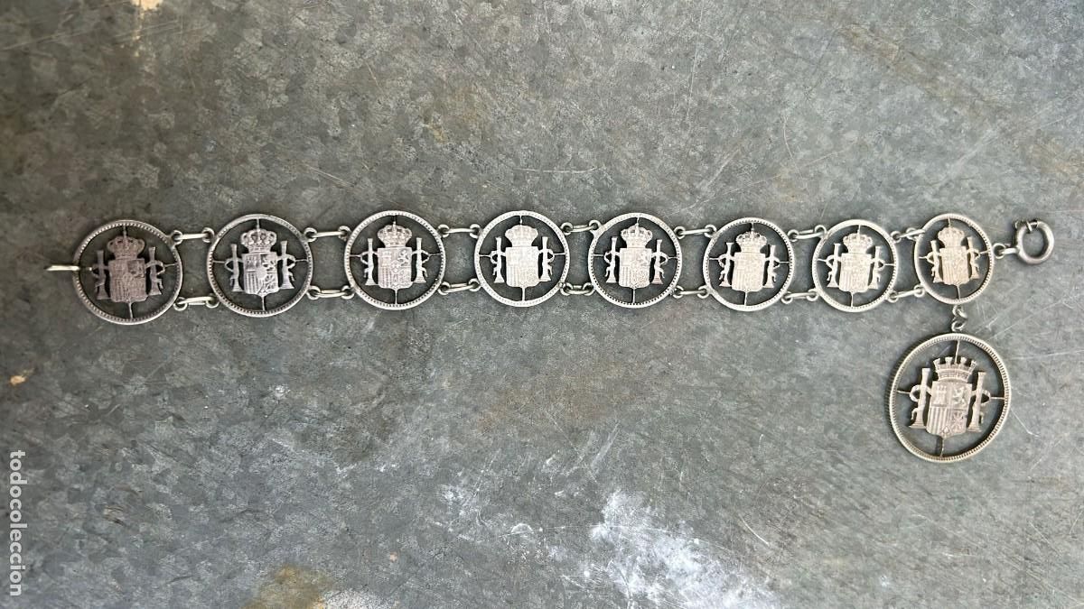Joyeria: CADENA PULSERA DE PLATA CON MONEDAS TROQUELADAS DE 2 CMS.DE DIAMETRO Y 19 CMS. DE LONGITUD - Foto 1