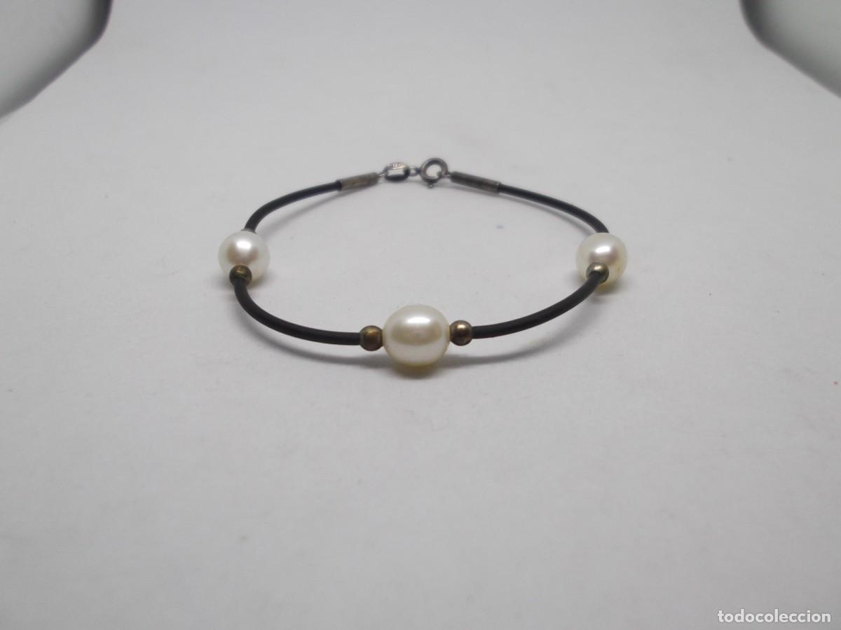 Joyeria: Pulsera de caucho,perlas y plata. - Foto 4