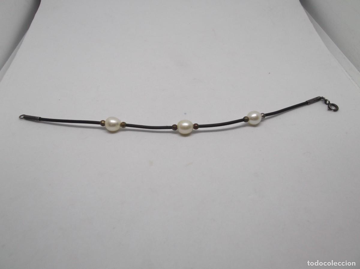 Joyeria: Pulsera de caucho,perlas y plata. - Foto 5