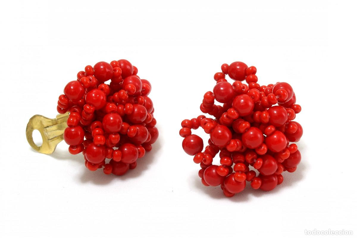 Joyeria: PENDIENTES VINTAGE, FLOR DE BOLAS ROJAS DE TAMA&Ntilde;O VARIADO - Foto 1