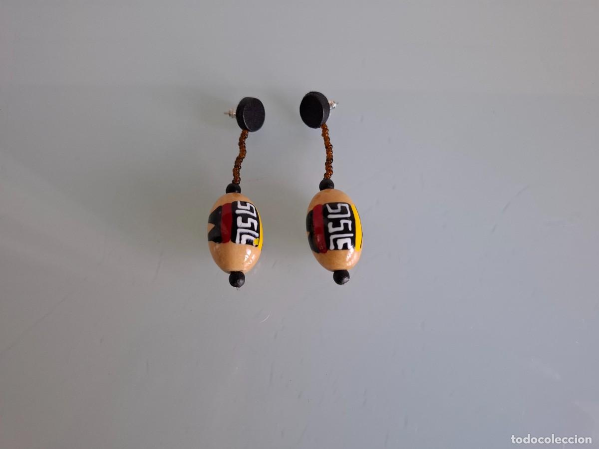 Joyeria: PENDIENTES DE MADERA PINTADA Y BARNIZADA - ABALORIOS MARRONES - ESTILO &Eacute;TNICO - Foto 1