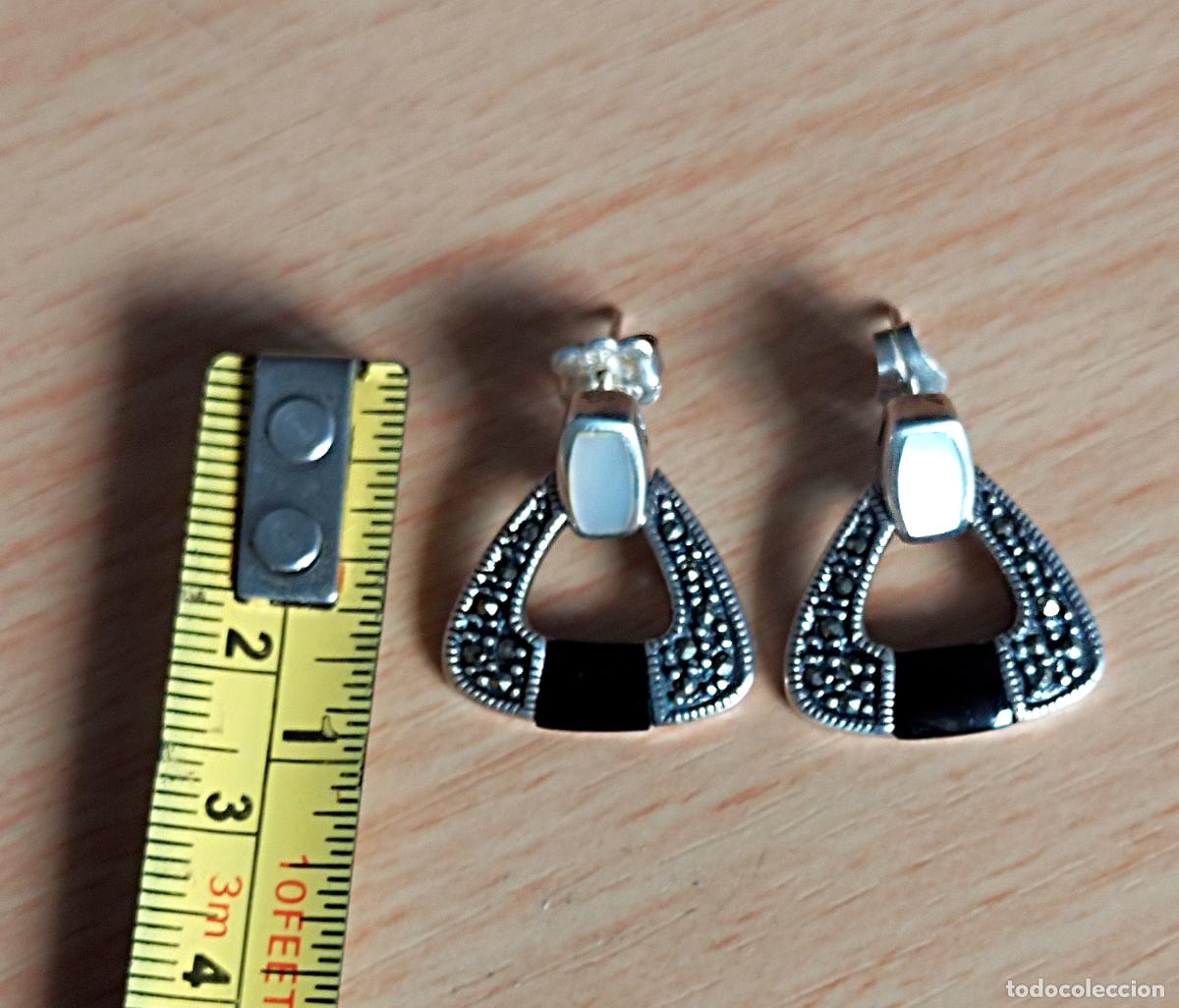 Joyeria: Pendientes de plata de ley contrastada, con marquesitas, Onix y n&aacute;car. - Foto 2