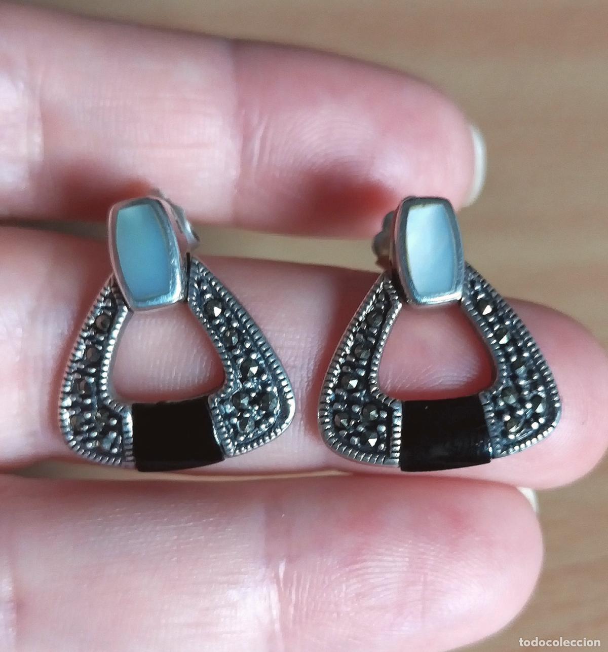 Joyeria: Pendientes de plata de ley contrastada, con marquesitas, Onix y n&aacute;car. - Foto 6