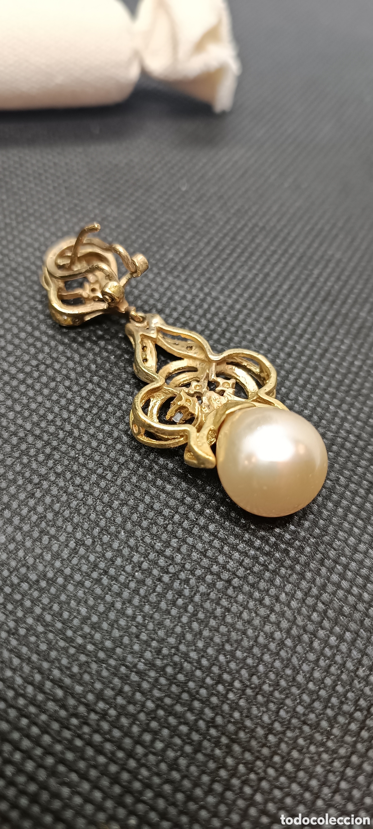 Joyeria: Pendientes vintage ba&ntilde;o en oro. - Foto 3