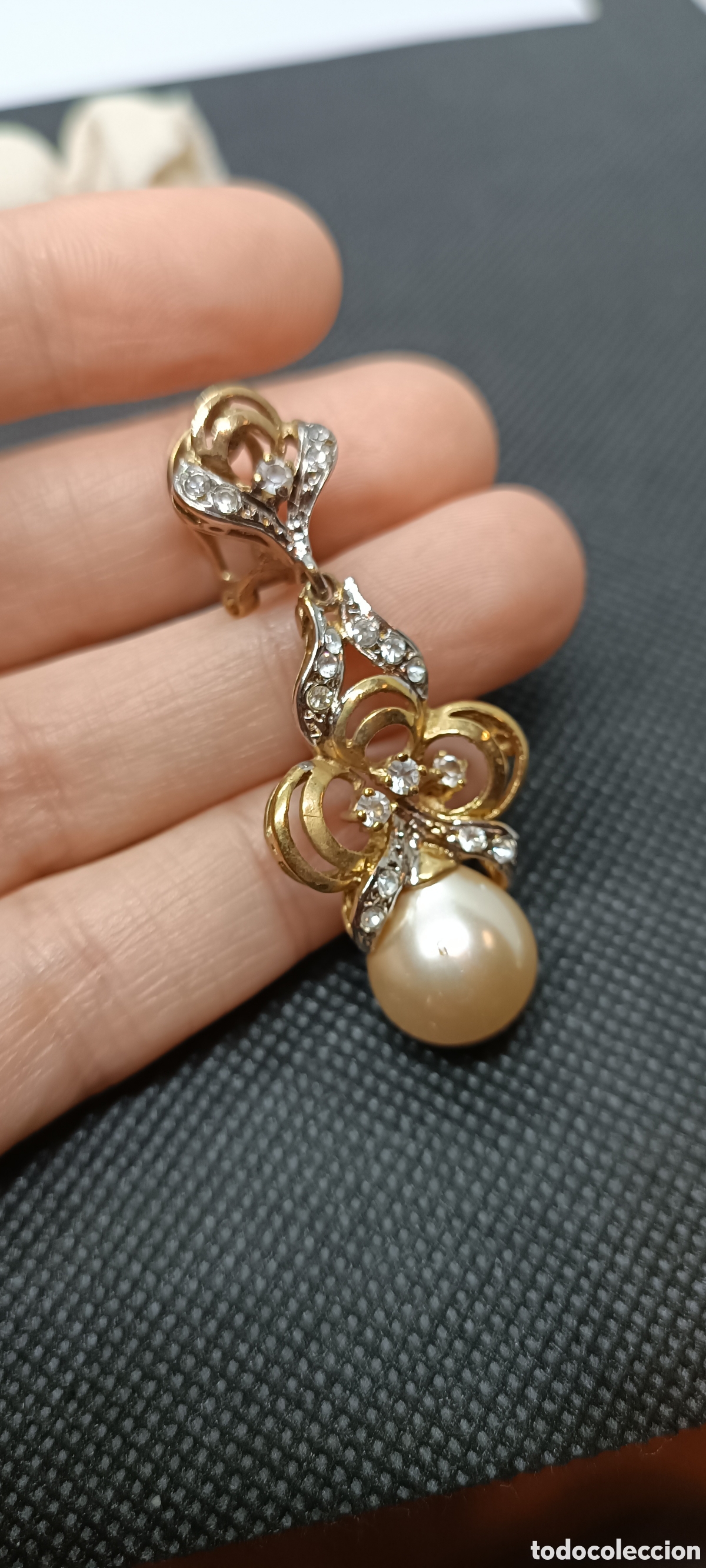 Joyeria: Pendientes vintage ba&ntilde;o en oro. - Foto 4