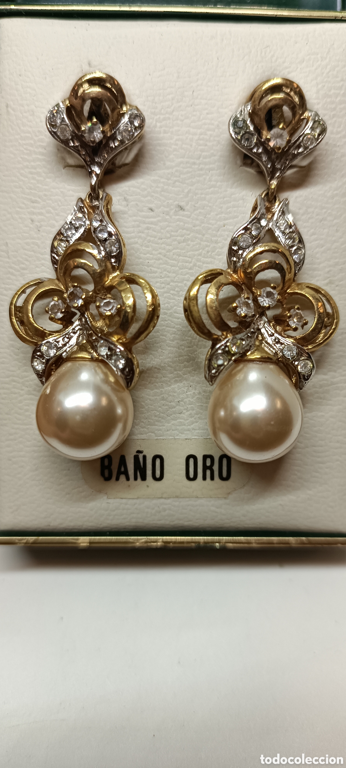 Joyeria: Pendientes vintage ba&ntilde;o en oro. - Foto 1