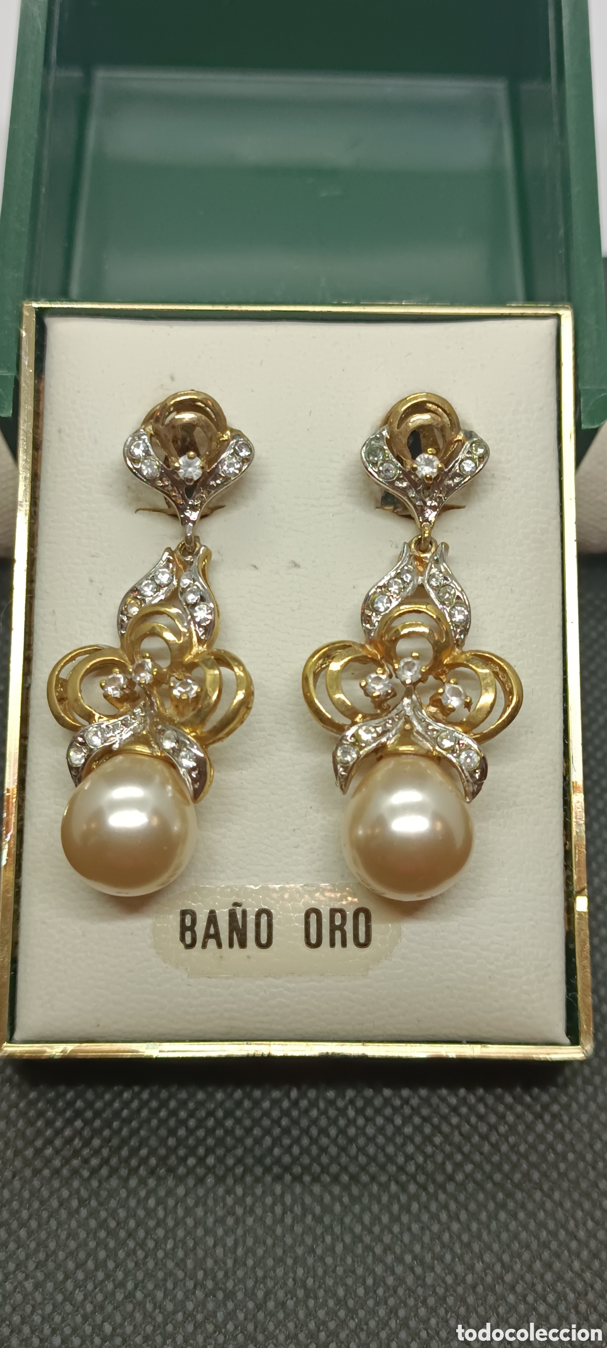Joyeria: Pendientes vintage ba&ntilde;o en oro. - Foto 2