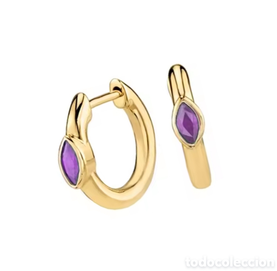 Joyeria: PRECIOSOS PENDIENTES CON CIRCONITAS MORADAS. REF S5 MICAJ - Foto 1