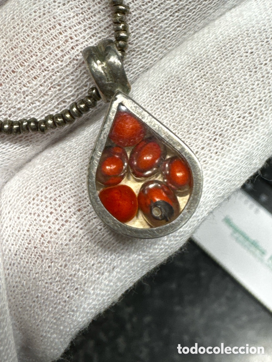 Joyeria: Plata cadena con colgante de coral. - Foto 1