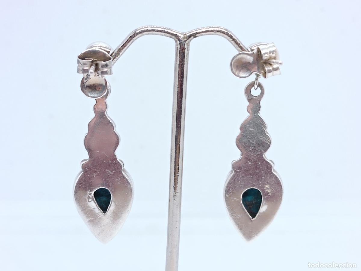 Joyeria: Preciosos pendientes de lujo en plata de ley contrastada con turquesas - Foto 5