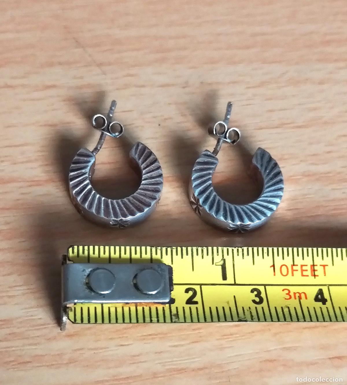 Joyeria: Antiguos pendientes de plata de ley, zarcillos. - Foto 2