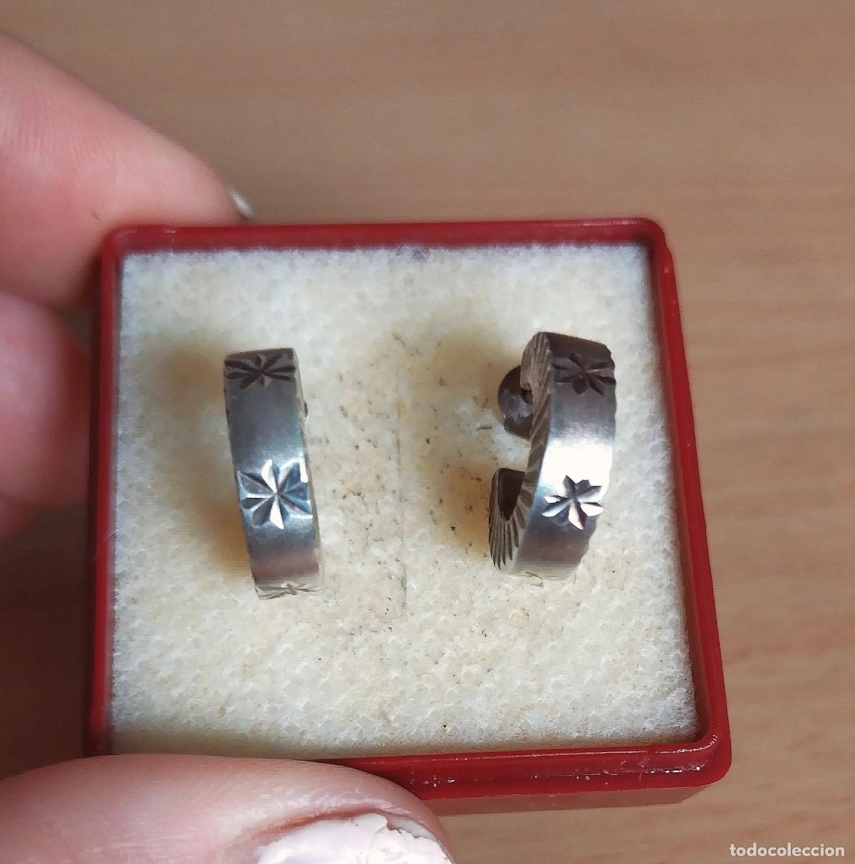 Joyeria: Antiguos pendientes de plata de ley, zarcillos. - Foto 4