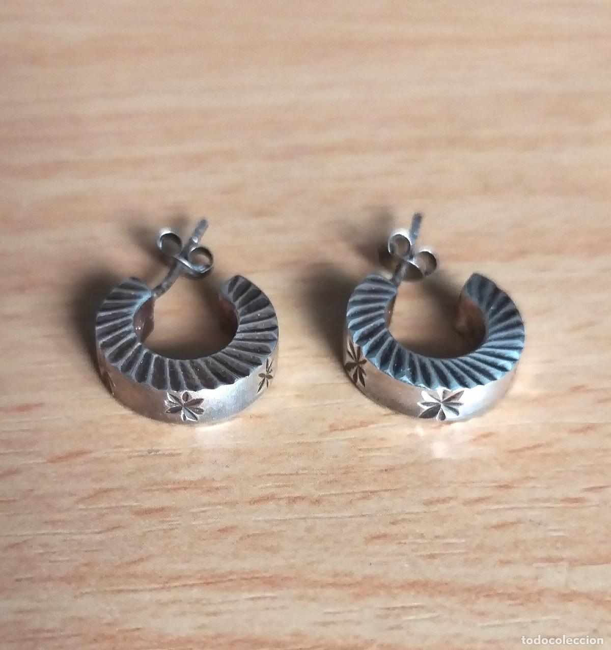 Joyeria: Antiguos pendientes de plata de ley, zarcillos. - Foto 5