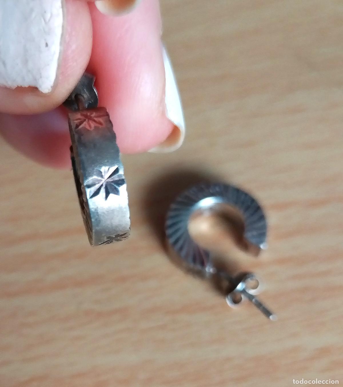 Joyeria: Antiguos pendientes de plata de ley, zarcillos. - Foto 6