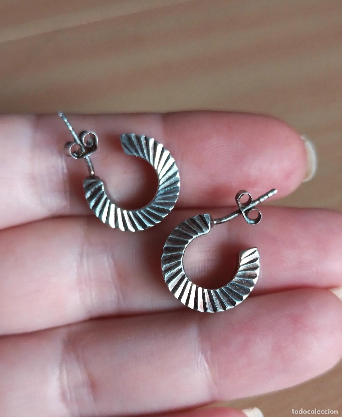 Joyeria: Antiguos pendientes de plata de ley, zarcillos. - Foto 1