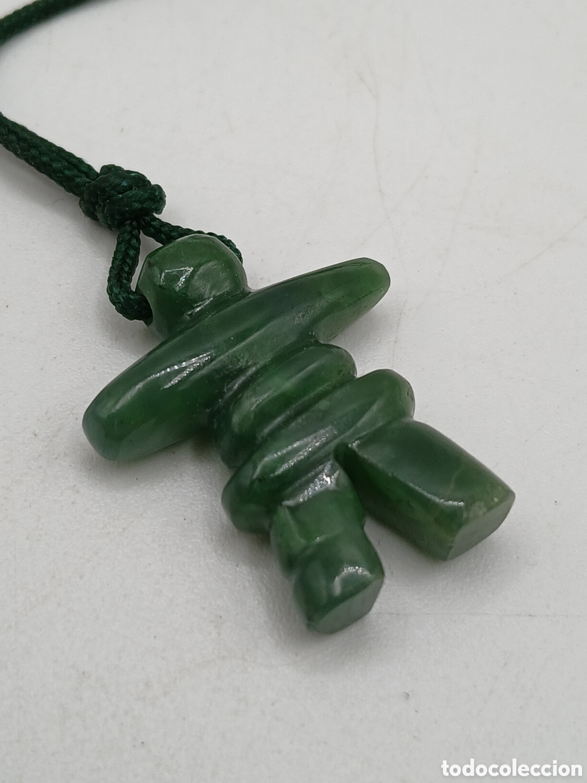 Joyeria: Collar jade verde tallado y algod&oacute;n. Ajustable - Foto 4