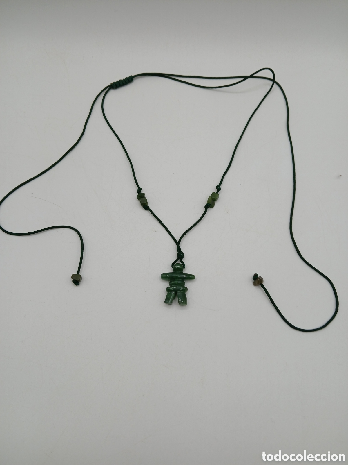 Joyeria: Collar jade verde tallado y algod&oacute;n. Ajustable - Foto 5