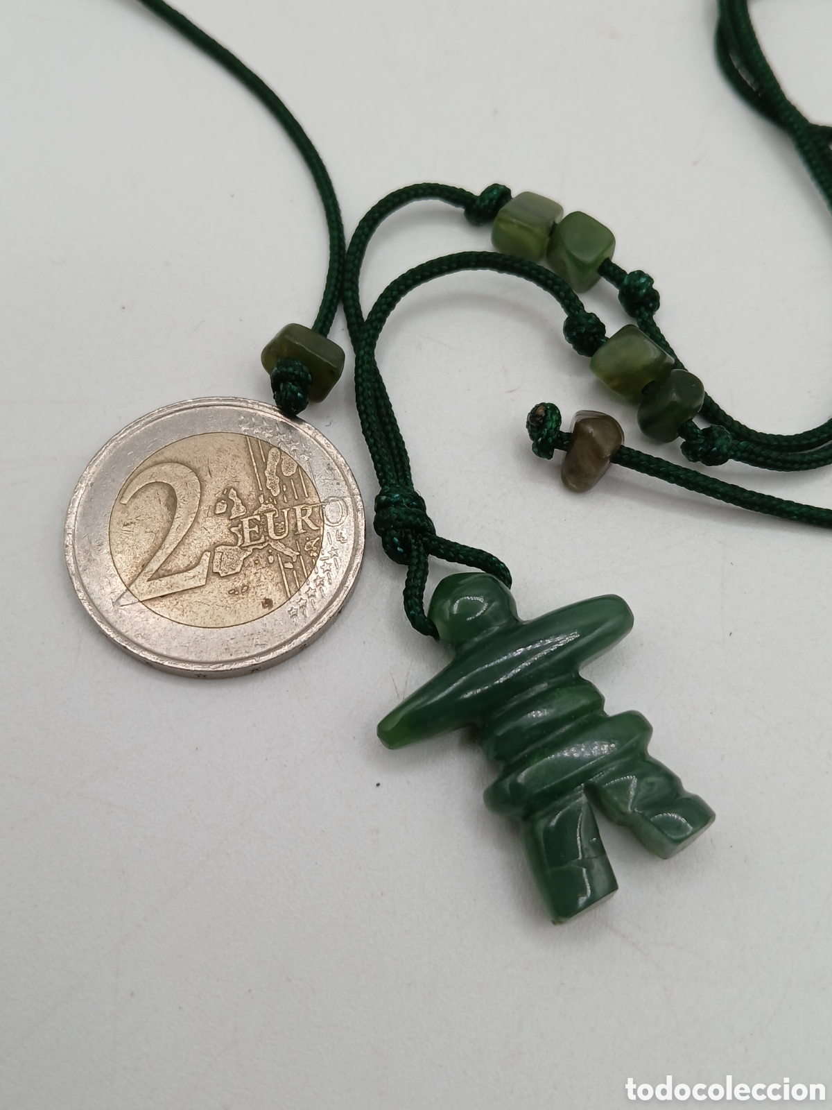 Joyeria: Collar jade verde tallado y algod&oacute;n. Ajustable - Foto 7