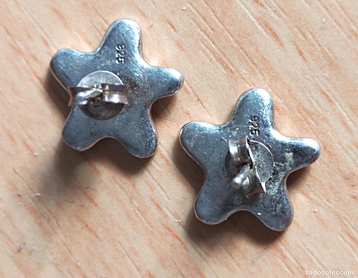 Joyeria: Pendientes de plata de ley, 925 m. Forma de estrellas. Cierre de presi&oacute;n. - Foto 3