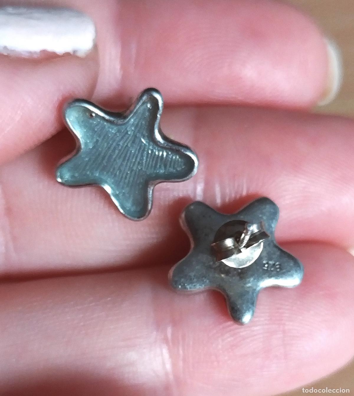 Joyeria: Pendientes de plata de ley, 925 m. Forma de estrellas. Cierre de presi&oacute;n. - Foto 5