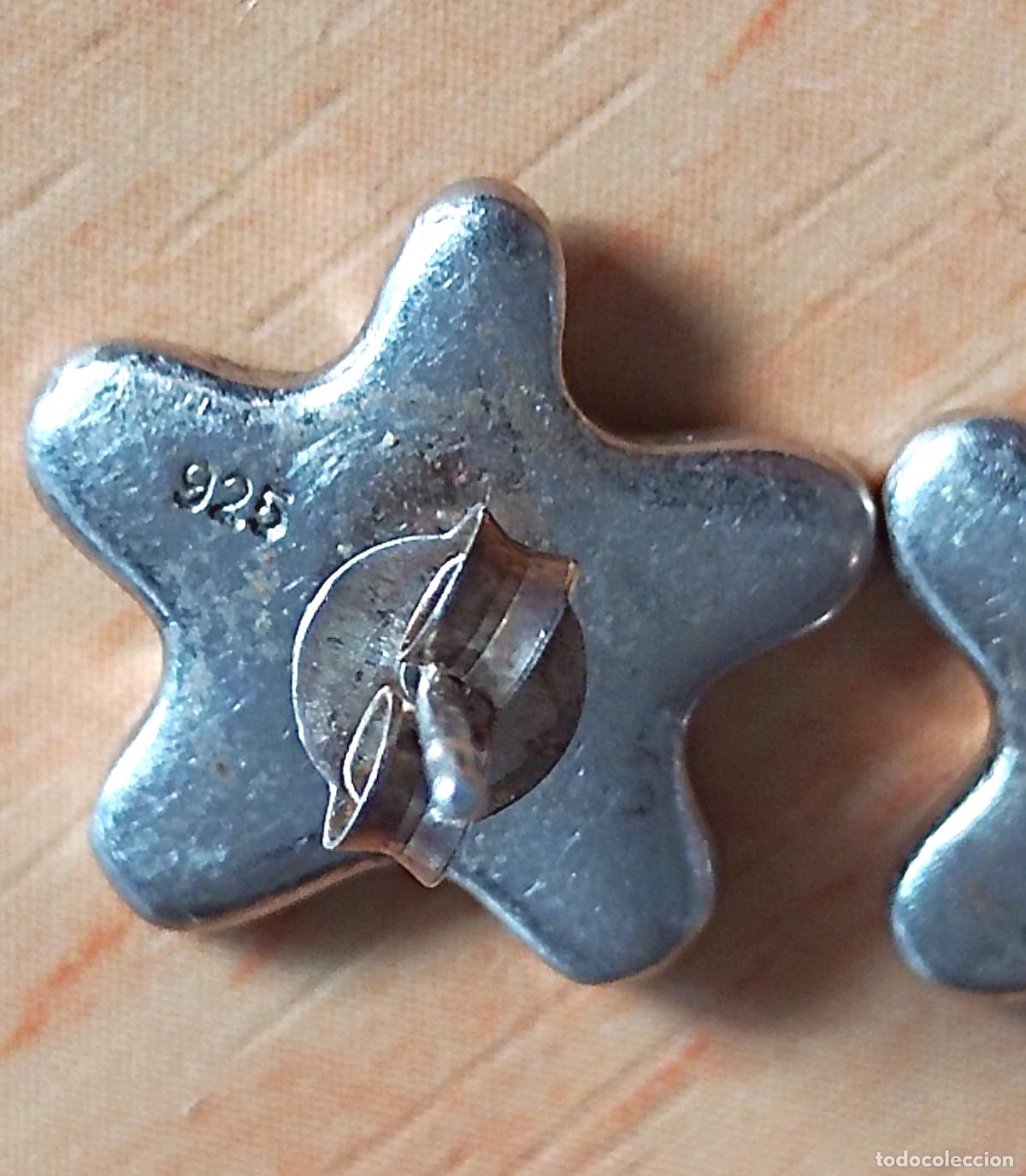 Joyeria: Pendientes de plata de ley, 925 m. Forma de estrellas. Cierre de presi&oacute;n. - Foto 6
