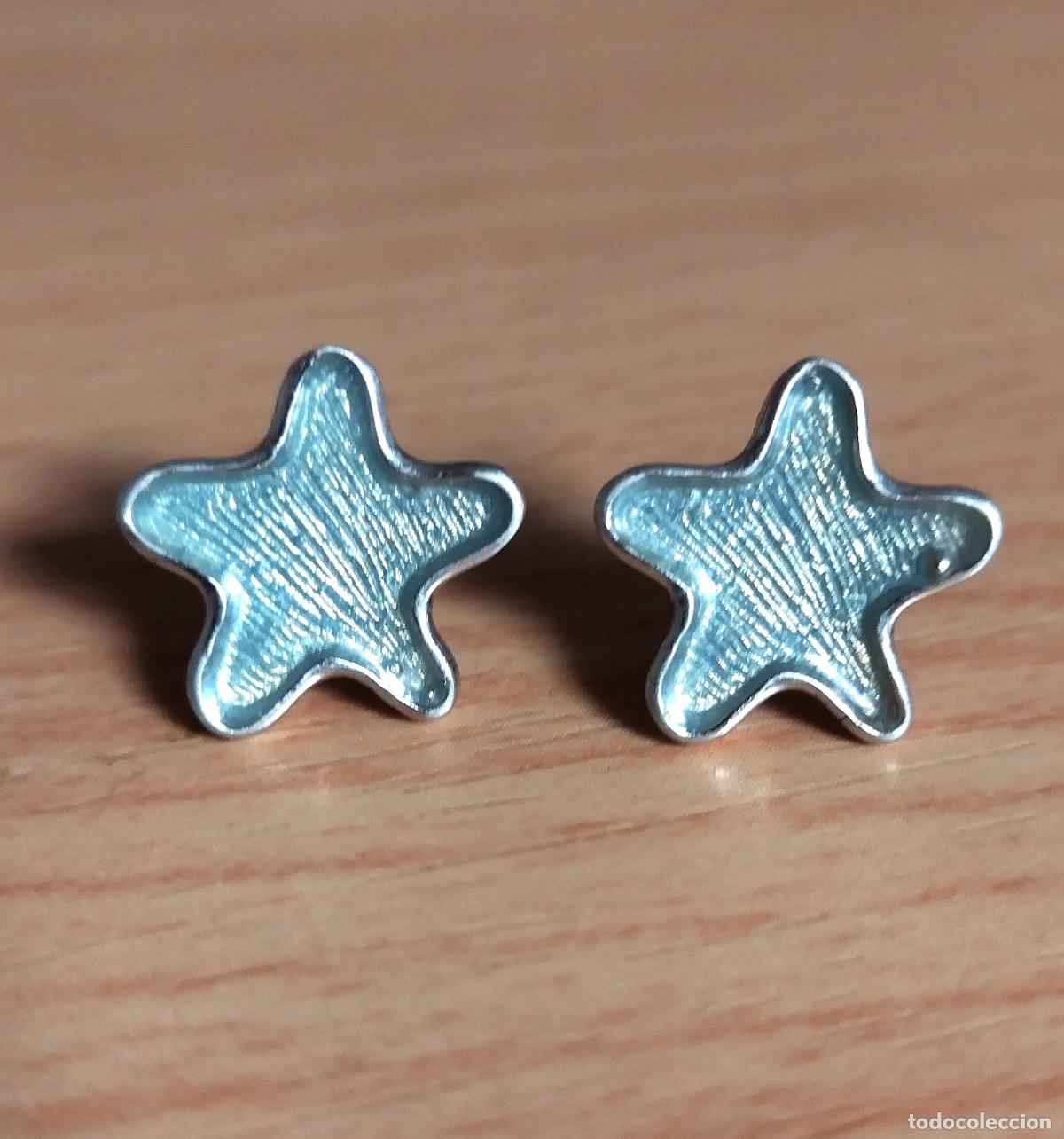 Joyeria: Pendientes de plata de ley, 925 m. Forma de estrellas. Cierre de presi&oacute;n. - Foto 1