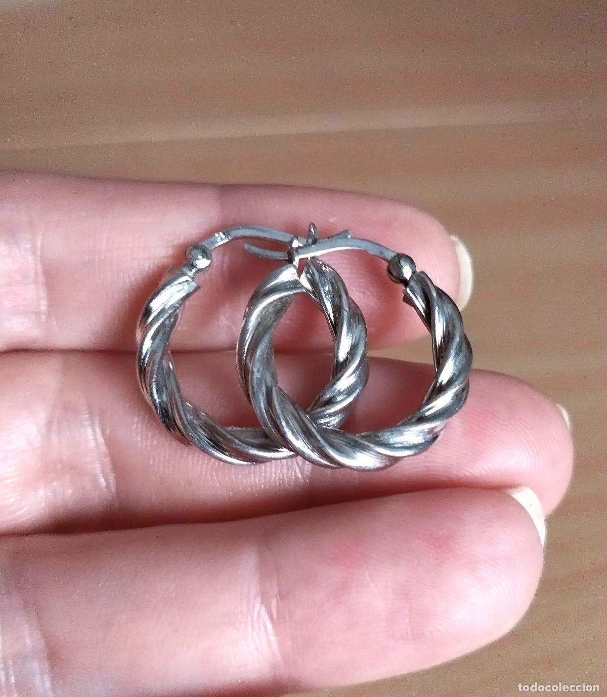 Joyeria: Pendientes de plata contrastada, aro. Zarcillos. - Foto 3