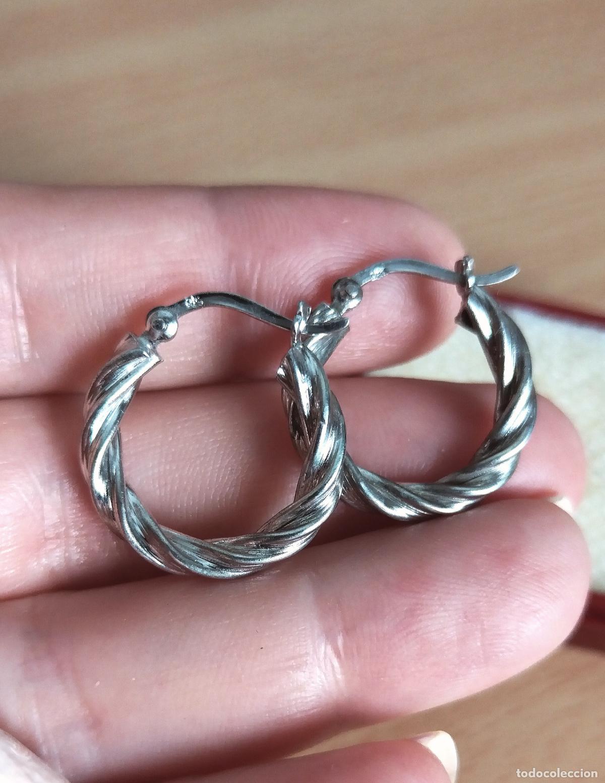 Joyeria: Pendientes de plata contrastada, aro. Zarcillos. - Foto 1